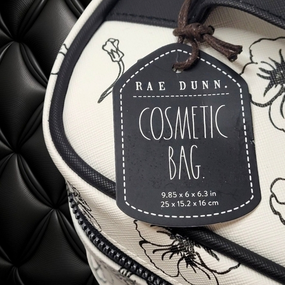Rae Dunn White Cosmetic Bag With Black Floral Design - NWT - Picture 6 of 6
